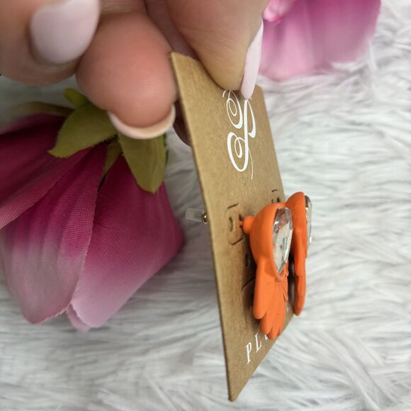 New Plunder Orange Leaf With Teardrop Peach Stone Women’s Jewelry Earrings - Picture 7 of 7